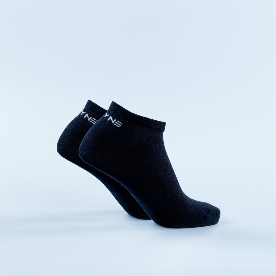 Chaussettes basses Luxe Noir minuit / Détail blanc optique